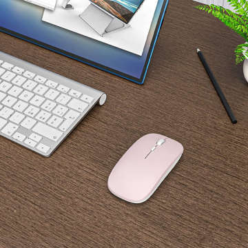 Myszka mysz bezprzewodowa Alogy Bluetooth 5.0 Mouse do laptopa tabletu 2.4GHZ Różowa