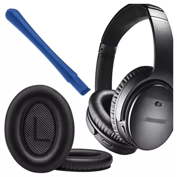 Nauszniki 2x wymienne pady gąbki do słuchawek do Bose QC35 QC25 QC15 2 AE2 QC2 Alogy Earpads Czarne + urządzenie do demontażu