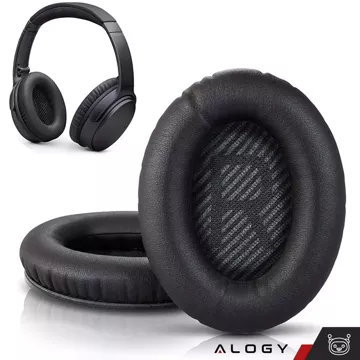 Nauszniki 2x wymienne pady gąbki do słuchawek do Bose QC35 QC25 QC15 2 AE2 QC2 Alogy Earpads Czarne + urządzenie do demontażu