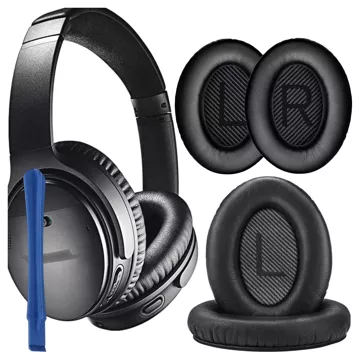 Nauszniki 2x wymienne pady gąbki do słuchawek do Bose QC35 QC25 QC15 2 AE2 QC2 Alogy Earpads Czarne + urządzenie do demontażu