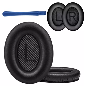 Nauszniki 2x wymienne pady gąbki do słuchawek do Bose QC35 QC25 QC15 2 AE2 QC2 Alogy Earpads Czarne + urządzenie do demontażu