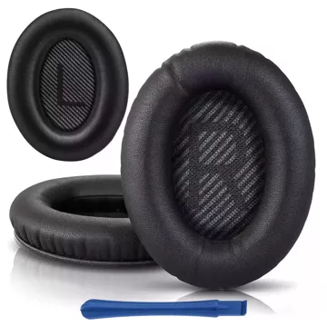 Nauszniki 2x wymienne pady gąbki do słuchawek do Bose QC35 QC25 QC15 2 AE2 QC2 Alogy Earpads Czarne + urządzenie do demontażu