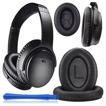 Nauszniki 2x wymienne pady gąbki do słuchawek do Bose QC35 QC25 QC15 2 AE2 QC2 Alogy Earpads Czarne + urządzenie do demontażu