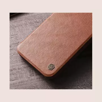 Nillkin Qin Leather Pro Case etui do Samsung Galaxy S22+ (S22 Plus) osłona na aparat kabura pokrowiec obudowa z klapką brązowy