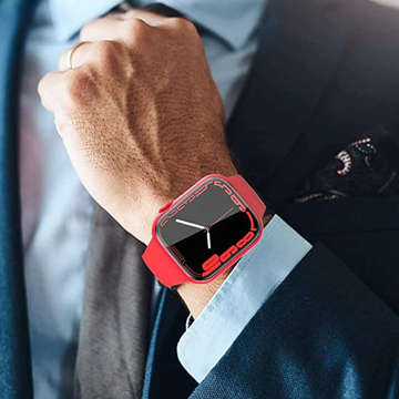 Obudowa Alogy 2w1 nakładka + szkło do Apple Watch 7 45mm Czerwona