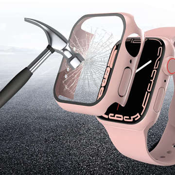 Obudowa Alogy 2w1 nakładka + szkło do Apple Watch 7 45mm Różowa
