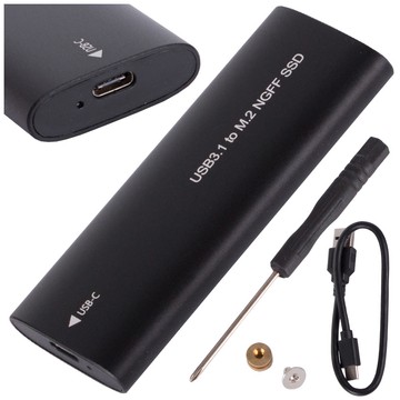 Obudowa adapter dysku kieszeń na dysk SSD NGFF m.2 USB 3.1 USB-C typ-c 2230-2280mm Czarna