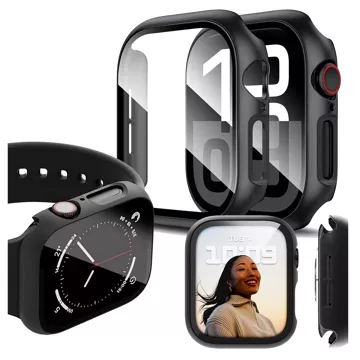 Obudowa ochronna z szkłem Alogy Protector Case 2w1 nakładka etui do Apple Watch 10 42mm Czarna