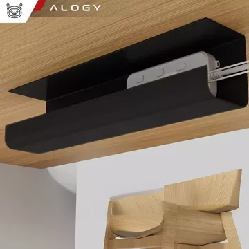 Organizer kabli pod blat półka na kable listwe przewody blat biurko biurkowy Alogy 55cm Czarny