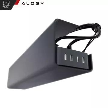 Organizer kabli pod blat półka na kable listwe przewody blat biurko biurkowy Alogy 55cm Czarny