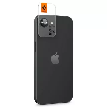 Osłona aparatu do iPhone 16e Spigen Optik Pro Glas.TR „EZ Fit” Camera Protector 2-Pack Black