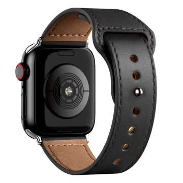 Pasek Alogy Leather Strap Band skóra do Apple Watch 1/2/3/4/5/6/7/8/SE/ULTRA (42/44/45/49mm) czarny