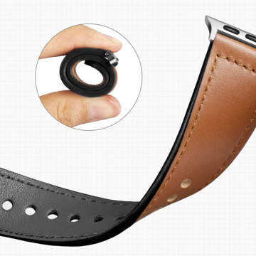 Pasek Alogy Leather Strap Band skóra do Apple Watch 1/2/3/4/5/6/7/8/SE/ULTRA (42/44/45/49mm) czarny