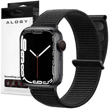 Pasek Alogy Nylon Strap z rzepem do Apple Watch 1/2/3/4/5/6/7/8/SE (38/40/41mm) Czarny