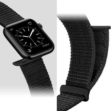 Pasek Alogy Nylon Strap z rzepem do Apple Watch 1/2/3/4/5/6/7/8/SE (38/40/41mm) Czarny