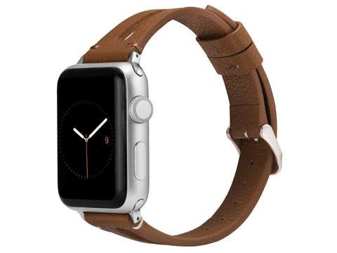 Pasek Leather Strap Alogy skóra do Apple Watch 42/44/45/46/49mm Brązowy