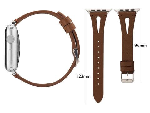 Pasek Leather Strap Alogy skóra do Apple Watch 42/44/45/46/49mm Brązowy