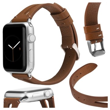 Pasek Leather Strap Alogy skóra do Apple Watch 42/44/45/46/49mm Brązowy