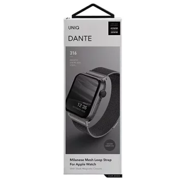 Pasek UNIQ Dante Apple Watch Series 4/5/6/7/8/SE/SE2 38/40/41mm Stainless Steel grafitowy/graphite