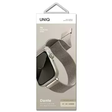 Pasek UNIQ Dante Apple Watch Series 4/5/6/7/8/SE/SE2 38/40/41mm Stainless Steel starlight