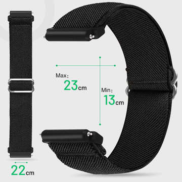 Pasek elastyczny Uniwersalny nylonowy Alogy Nylon opaska do zegarka Smartwatcha 22mm Czarny