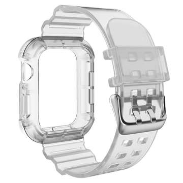 Pasek sportowy silikonowy Opaska Bransoleta z etui do zegarka do Apple Watch 1 2 3 38mm Przezroczysty