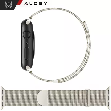 Pasek stalowy Alogy bransoleta do Apple Watch 38/40/41mm stal nierdzewna Księżycowa Poświata