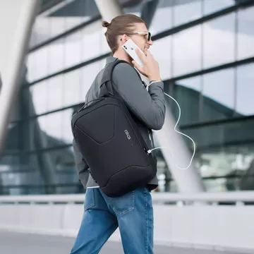 Plecak Antykradzieżowy wodoodporny Bange na laptopa 15.6" miejski podróżny 46x30x15 cm do pracy samolotu męski damski z gniazdem USB i zamkiem szyfrowym Czarny