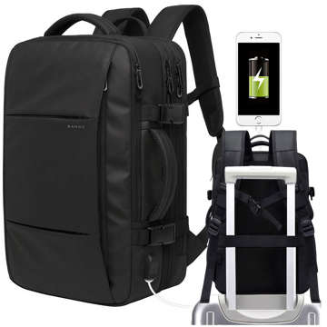 Plecak podróżny Bange BackPack biznesowy plecak rozszerzalny Torba pojemna do laptopa 17.3" z portem USB Czarny