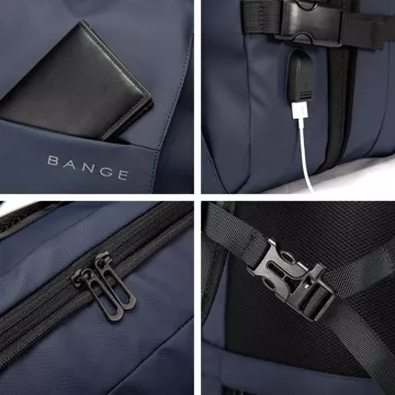 Plecak podróżny Bange BackPack biznesowy plecak rozszerzalny Torba pojemna do laptopa 17.3" z portem USB Granatowy