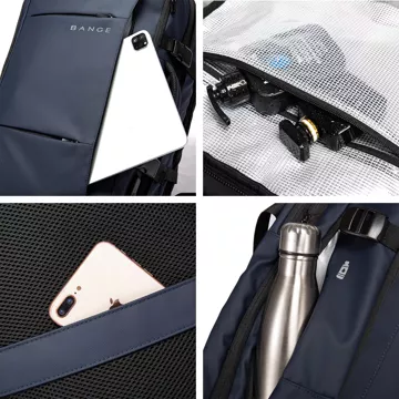 Plecak podróżny Bange BackPack biznesowy plecak rozszerzalny Torba pojemna do laptopa 17.3" z portem USB Granatowy