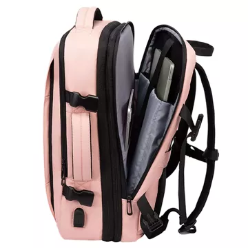 Plecak podróżny Bange BackPack biznesowy plecak rozszerzalny Torba pojemna do laptopa 17.3" z portem USB Różowy