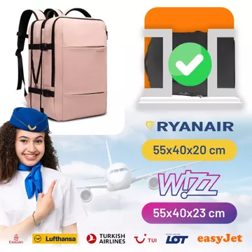 Plecak podróżny Bange BackPack biznesowy plecak rozszerzalny Torba pojemna do laptopa 17.3" z portem USB Różowy