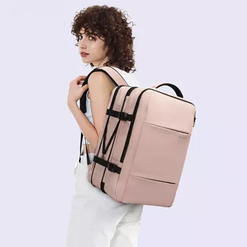 Plecak podróżny Bange BackPack biznesowy plecak rozszerzalny Torba pojemna do laptopa 17.3" z portem USB Różowy