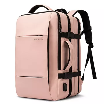 Plecak podróżny Bange BackPack biznesowy plecak rozszerzalny Torba pojemna do laptopa 17.3" z portem USB Różowy