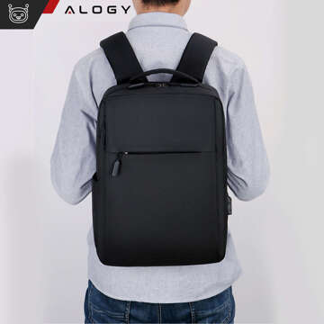 Plecak torba na laptopa 15,6" duży wodoodporny z portem USB Unisex 41x29x12cm do samolotu Alogy Backpack Czarny