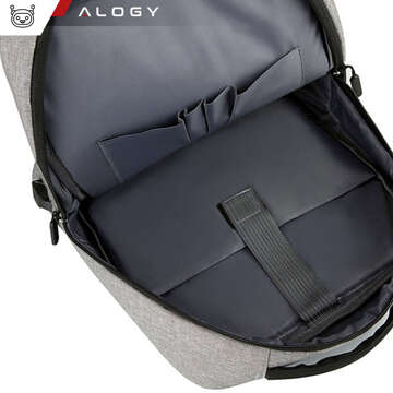 Plecak torba na laptopa 15,6" duży wodoodporny z portem USB Unisex 44x34x13cm do samolotu Alogy Backpack Szary