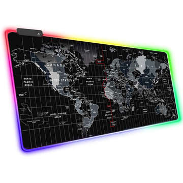 Podkładka pod mysz mata na biurko do gier RGB duża XXL 80x30cm Mapa świata