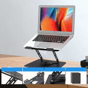 Podstawka stojak stolik pod laptopa 17.3" regulowana 360 chłodząca składany Aluminium 25x21.7cm Alogy Grafitowy