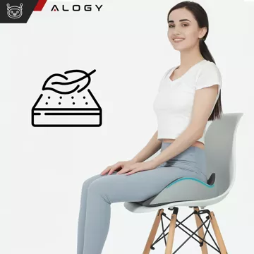 Poduszka ortopedyczna do siedzenia Alogy Seat Pillow do auta na krzesło do biurka siedzisko na fotel z pianką Memory Foam Czarno-szara