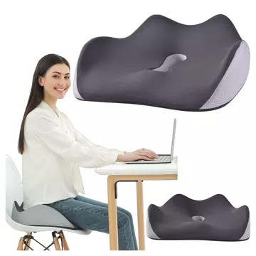 Poduszka ortopedyczna do siedzenia Alogy Seat Pillow do auta na krzesło do biurka siedzisko na fotel z pianką Memory Foam Czarno-szara