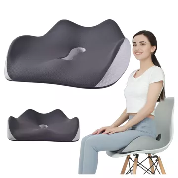 Poduszka ortopedyczna do siedzenia Alogy Seat Pillow do auta na krzesło do biurka siedzisko na fotel z pianką Memory Foam Czarno-szara