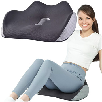 Poduszka ortopedyczna do siedzenia Alogy Seat Pillow do auta na krzesło do biurka siedzisko na fotel z pianką Memory Foam Czarno-szara