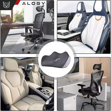 Poduszka ortopedyczna do siedzenia Alogy Seat Pillow do auta na krzesło do biurka siedzisko na fotel z pianką Memory Foam Czarno-szara