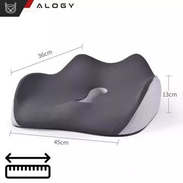 Poduszka ortopedyczna do siedzenia Alogy Seat Pillow do auta na krzesło do biurka siedzisko na fotel z pianką Memory Foam Czarno-szara