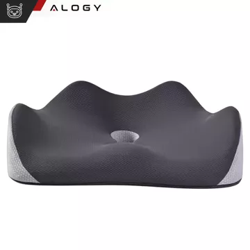 Poduszka ortopedyczna do siedzenia Alogy Seat Pillow do auta na krzesło do biurka siedzisko na fotel z pianką Memory Foam Czarno-szara