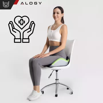 Poduszka ortopedyczna do siedzenia Alogy Seat Pillow do auta na krzesło do biurka siedzisko na fotel z pianką Memory Foam Czarno-szara