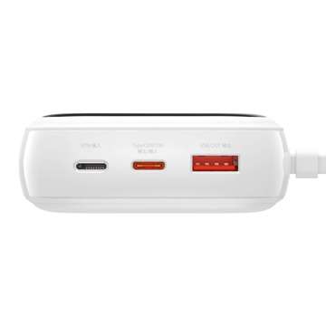 Powerbank Baseus Qpow 20000mAh, IP, USB, USB-C, 22.5W z kablem USB-C (biały)