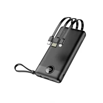 Powerbank Bateria zewnętrzna VEGER C10 - 10 000mAh (Micro + Typ C + Lightning 8-pin) czarny (W1116)