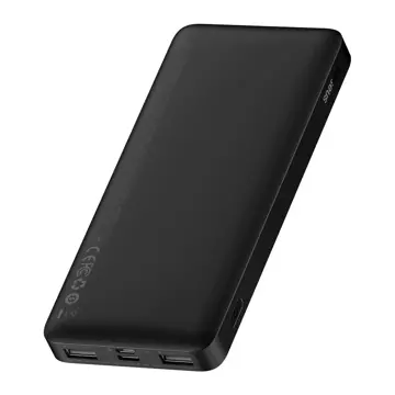 Powerbank z wyświetlaczem Baseus Bipow 10000mAh 15W czarny (Overseas Edition) + kabel USB-A - Micro USB 0.25m czarny (PPBD050001)